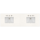 James Martin (double) 72-inch Silestone White Zeus Quartz Countertop & Rectangular Sinks - 3cm Thick (040)