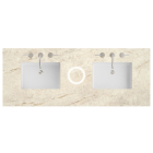 James Martin (double) 60-inch Freepower Wireless Charging Eclos Tajnar Engineered Stone/Glass Countertop & Rectangular Sinks - 3cm Thick