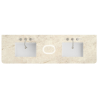 James Martin (double) 72-inch FreePower Wireless Charging Eclos Tajnar Rounded Engineered Stone/Glass Countertop & Rectangular Sinks - 3cm Thick / 3-Hole