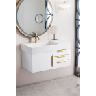 James Martin Columbia (single) 35.5-Inch Glossy White [Radiant Gold] Wall-Mount Vanity - 983-V36-W-GW-G