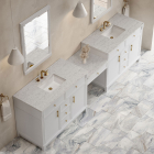 James Martin Bellshire (double) 120-Inch Bright White Vanity with Eternal Jasmine Pearl Quartz Top - 660-VMC120-BW-3EJP