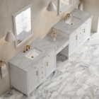 James Martin Bellshire (double) 120-Inch Bright White Vanity with Victorian Silver Quartz Top - 660-VMC120-BW-3VSL
