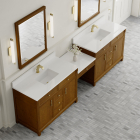 James Martin Bellshire (double) 120-Inch Honey Oak Vanity with 1-Hole White Zeus Quartz Top - 660-VMC120-HNO-1WZ