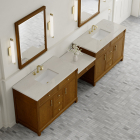 James Martin Bellshire (double) 120-Inch Honey Oak Vanity with Siberian Quartz Top - 660-VMC120-HNO-3SFR