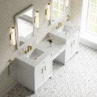 James Martin Bellshire (double) 84-Inch Bright White Vanity with Ethereal Noctis Quartz Top - 660-VMC84-BW-3ENC