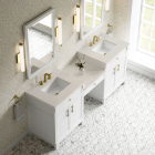 James Martin Bellshire (double) 84-Inch Bright White Vanity with Siberian Quartz Top - 660-VMC84-BW-3SFR