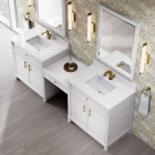 James Martin Bellshire (double) 96-Inch Bright White Vanity with 1-Hole White Zeus Quartz Top - 660-VMC96-BW-1WZ