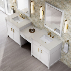 James Martin Bellshire (double) 96-Inch Bright White Vanity with Siberian Quartz Top - 660-VMC96-BW-3SFR