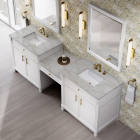 James Martin Bellshire (double) 96-Inch Bright White Vanity with Victorian Silver Quartz Top - 660-VMC96-BW-3VSL