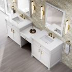 James Martin Bellshire (double) 96-Inch Bright White Vanity with 3-Hole White Zeus Quartz Top - 660-VMC96-BW-3WZ