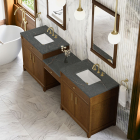 James Martin Bellshire (double) 96-Inch Honey Oak Vanity with Parisien Bleu Quartz Top - 660-VMC96-HNO-3PBL
