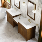 James Martin Bellshire (double) 96-Inch Honey Oak Vanity with 3-Hole White Zeus Quartz Top - 660-VMC96-HNO-3WZ