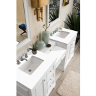 James Martin De Soto (double) 82-Inch Bright White Makeup Style Vanity Cabinet & Zeus White Quartz Countertops