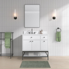 Avanity Paisley (single) 36-Inch White Vanity Cabinet w/ Countertop