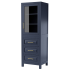 Wyndham Daria 24-Inch Dark Blue Tall Linen Bathroom Side Cabinet - Brushed Gold