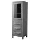 Wyndham Daria 24-Inch Dark Gray Tall Linen Bathroom Side Cabinet - Polished Chrome