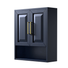 Wyndham Daria 25-Inch Dark Blue Over-The-Toilet Bathroom Cabinet - Brushed Gold