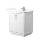 Wyndham Icon (single) 30-Inch White Vanity - Brushed Nickel