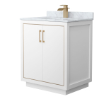 Wyndham Icon (single) 30-Inch White Vanity - Satin Bronze