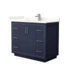 Wyndham Icon (single) 42-Inch Dark Blue Vanity - Brushed Nickel