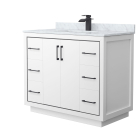 Wyndham Icon (single) 42-Inch White Vanity - Matte Black