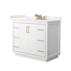Wyndham Icon (single) 42-Inch White Vanity - Satin Bronze