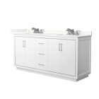 Wyndham Icon (double) 72-Inch White Vanity - Brushed Nickel