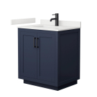 Wyndham Miranda (single) 30-Inch Dark Blue Vanity - Matte Black