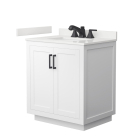 Wyndham Miranda (single) 30-Inch White Vanity - Matte Black