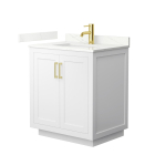 Wyndham Miranda (single) 30-Inch White Vanity - Brushed Gold