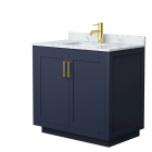 Wyndham Miranda (single) 36-Inch Dark Blue Vanity - Brushed Gold