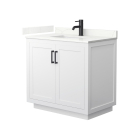 Wyndham Miranda (single) 36-Inch White Vanity - Matte Black
