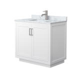 Wyndham Miranda (single) 36-Inch White Vanity - Brushed Nickel