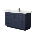 Wyndham Miranda (single) 54-Inch Dark Blue Vanity - Matte Black