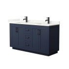 Wyndham Miranda (double) 60-Inch Dark Blue Vanity - Matte Black