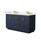 Wyndham Miranda (double) 60-Inch Dark Blue Vanity - Brushed Gold