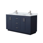 Wyndham Miranda (double) 60-Inch Dark Blue Vanity - Brushed Nickel