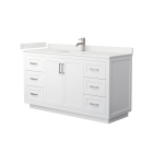 Wyndham Miranda (single) 60-Inch White Vanity - Brushed Nickel