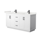 Wyndham Miranda (double) 66-Inch White Vanity - Matte Black