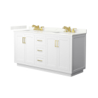 Wyndham Miranda (double) 66-Inch White Vanity - Brushed Gold