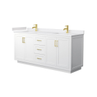 Wyndham Miranda (double) 72-Inch White Vanity - Brushed Gold