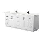 Wyndham Miranda (double) 84-Inch White Vanity - Matte Black