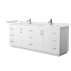 Wyndham Miranda (double) 84-Inch White Vanity - Brushed Nickel