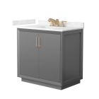 Wyndham Strada (single) 36-Inch Dark Gray Vanity - Satin Bronze