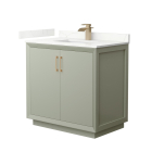 Wyndham Strada (single) 36-Inch Light Green Vanity - Satin Bronze