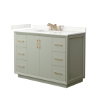 Wyndham Strada (single) 48-Inch Light Green Vanity - Satin Bronze