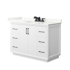Wyndham Strada (single) 48-Inch White Vanity - Matte Black
