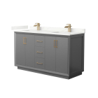 Wyndham Strada (double) 60-Inch Dark Gray Vanity - Satin Bronze