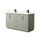 Wyndham Strada (double) 60-Inch Light Green Vanity - Matte Black