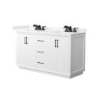 Wyndham Strada (double) 60-Inch White Vanity - Matte Black
